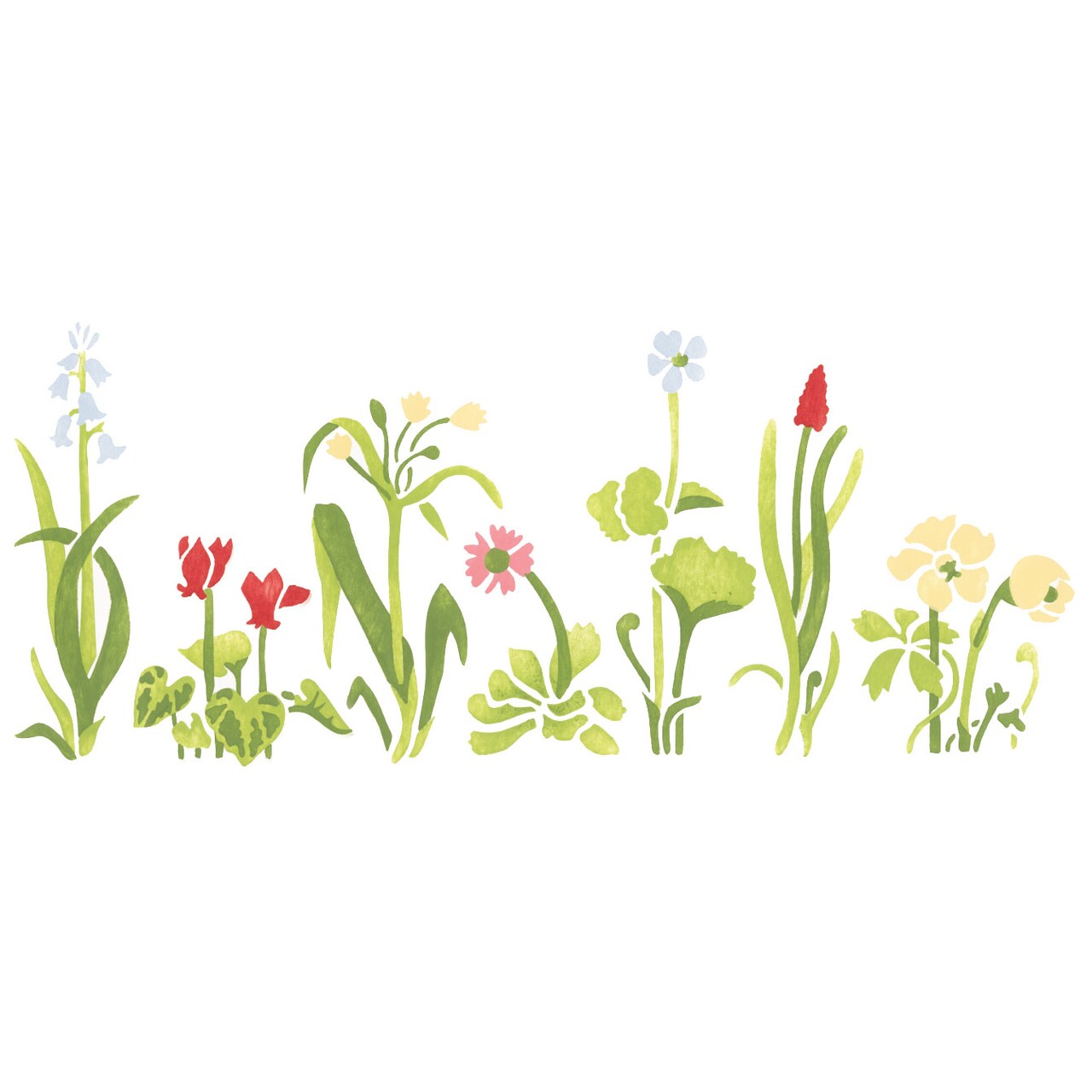 Row of Flowers Wall Stencil | 2177 by Designer Stencils | Floral Stencils | Reusable Art Craft Stencils for Painting on Walls, Canvas, Wood | Reusable Plastic Paint Stencil for Home Makeover | Easy to Use & Clean Art Stencil